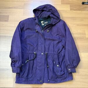 Women's Vintage 90's Skea Paris Vail Dark Purple Hooded Winter Parka Jacket 10